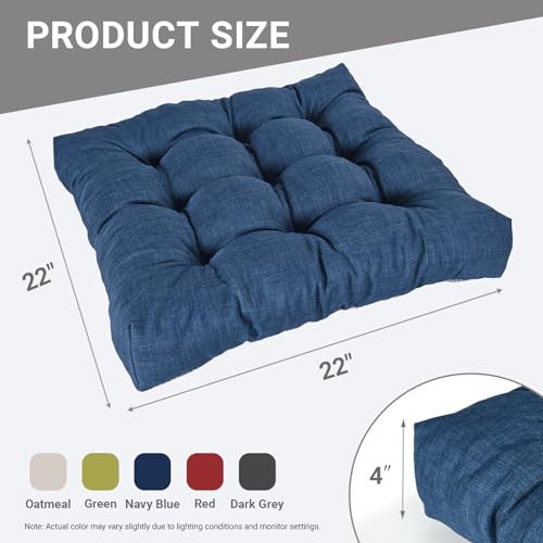 Large Square Floor Cushions Set of 2, 22 x 22 Inch with Non-Slip Bottom, Memory Foam Floor Pillow for Sitting, Meditation & Yoga, Soft Supportive Floor Seating Cushion for Adults & Kids (2, Navy Blue) - color: Navy Blue