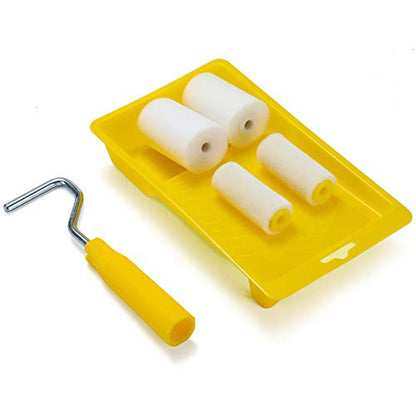 Mini Foam Paint Roller Painting Decorating Touch Up Trim Kit 2 inch Small Paint Roller Tray Set with High-Density Foam Roller Covers, Mini Wool Brush,2" Paint Frame, Pack of 6 | Small Paint Roller Tray Set Density covers & wool brush. For trim, touch-ups,