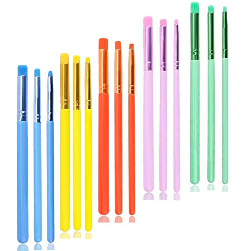 Yoseng 15 Pcs Detailed Ink Blending Brushes for Card Making - 3 Sizes Mini Stencil Brushes for Intricate Designs, Small Ink Blending Tool for Scrapbooking, Die-Cuts & Paper Crafting (5 Colors) - color: 5 Colors