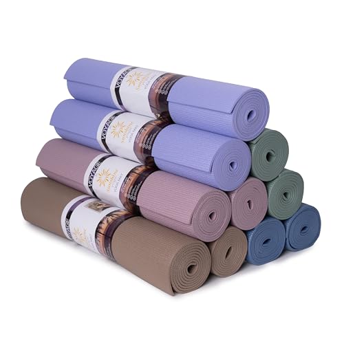 Voyage 5mm Studio Yoga Mats, 10 Pack, 72x24in | Extra Long, Anti-Tear Exercise Mats for Workout, Stretching, Fitness - Non Slip Gym Mats for Home, Schools and Studios - color: Calm Studio Assorted