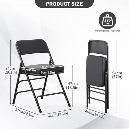 Padded Folding Chair with Thick Cushion, 1 Pack Black - color: Black 1 Pack