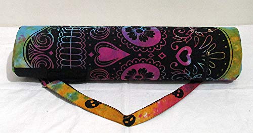 INDIAN CRAFT CASTLE ICC Yoga Mat Bag Carrier Full-Zip Exercise Yoga Mat Carry Bag for Women Men with Multi-Functional Storage Pockets and Adjustable Shoulder Strap 26X6 Inches - style: Multi Skull Yoga Bag