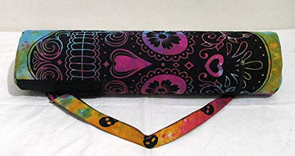 INDIAN CRAFT CASTLE ICC Yoga Mat Bag Carrier Full-Zip Exercise Yoga Mat Carry Bag for Women Men with Multi-Functional Storage Pockets and Adjustable Shoulder Strap 26X6 Inches - style: Multi Skull Yoga Bag