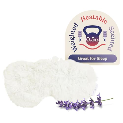 warmies Microwavable Eye Mask, Weighted Sleep Mask, French Lavender, Cream - color: Cream