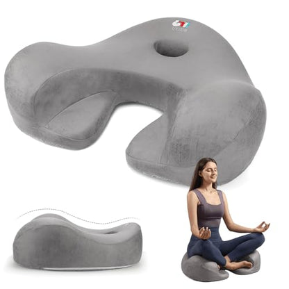 Meditation Cushion Memory Foam Floor Pillow for Cross Legged Sitting - color: Grey
