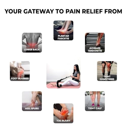 Foot and Calf Stretcher - Stretching Strap for Plantar Fasciitis, Achilles Tendonitis, Heel Spurs, Foot Drop, & Hamstring, Versatile Stretch Strap Used as Leg stretcher, Hamstring Stretcher and Foot Stretcher - color: Black