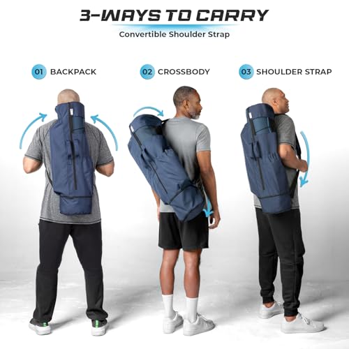 MAGNILAY Expandable Yoga Mat Bag, Adjustable Strap, Black, Large - color: Navy Blue