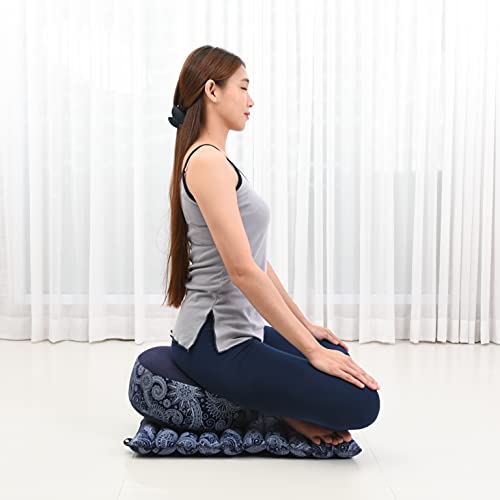 Leewadee Meditation Cushion Set – 1 Small Zafu Yoga Pillow and 1 Small Roll-Up Zabuton Mat Filled with Kapok - color: Cbt1 - Blue