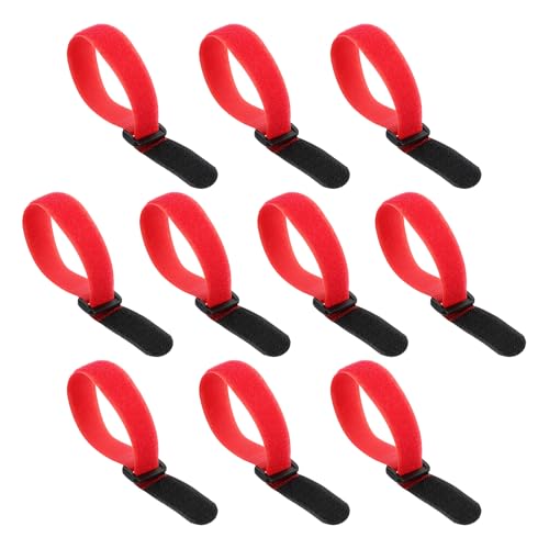 PATIKIL 0.8"x10" Reusable Cinch Straps, 10Pcs Adjustable Nylon Multipurpose Hook and Loop Cable Securing Straps with Plastic Buckle for Organizer Storage Cables Cords Ropes, Red - color: Red, size: 0.8" x 10"