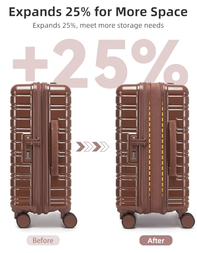 LARVENDER Carry On Luggage 22x14x9 Airline Approved, Suitcases with Wheels - color: Mocha 1