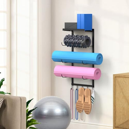 Yoga Mat Holder Wall Mount for Home Gym Accessories Storage