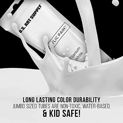 U.S. Art Supply Titanium White Acrylic Paint - 2 Extra-Large 120ml Tubes - High Opacity, Strong Tinting Strength, Acrylic Paints for Canvas Painting, Wood & Media