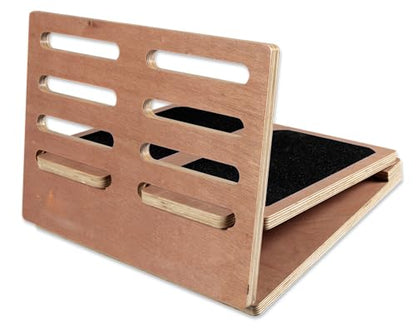 Adjustable Wood Slant Board — with Carry Bag — Calf Stretcher Board — Folds Flat — 4 Angles: 12°, 22°,32°, 42° — Non-Slip Rubber Bottom — Stainless Steel Hinges