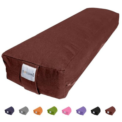 Pranayama Yoga Bolster Meditation Pillow - color: Brown, size: Rectangular 26" x 8" x 5"