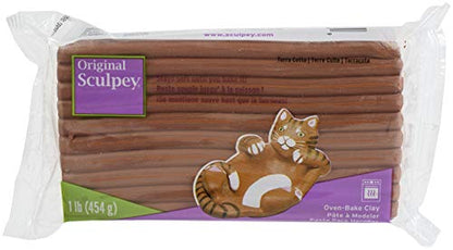 Original Sculpey® Terra Cotta, Non Toxic, Polymer clay, Oven Bake Clay, 1 pound great for modeling, sculpting, holiday, DIY and school projects. Perfect for all skill levels.