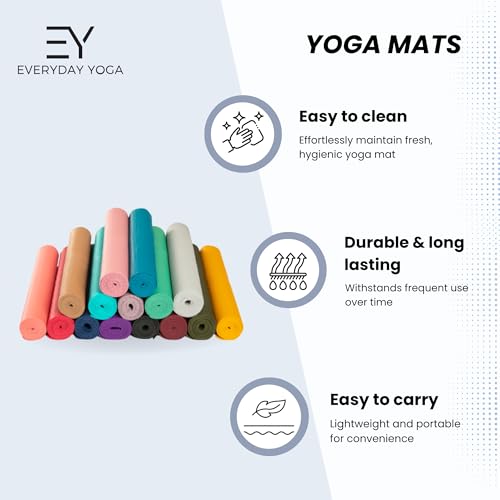 Everyday Yoga Deluxe Mat, Spacious 72"x24" Non-Slip, 3-5mm Extra Thick - color: Black, size: 3mm Thick