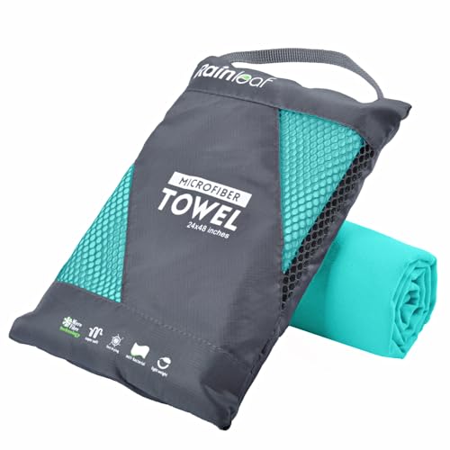 Rainleaf Microfiber Towel Quick Dry Camping & Travel & Gym Towel. Compact | Super Absorbent, Lightweight, Fast Drying. Suitable for Beach, Bath, Backpacking, Hiking, Swim. - color: Mint Color, size: 72.00" x 40.00"