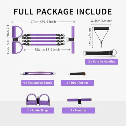 Multifunction Tension Rope, 2 Tubes Stretch Yoga Pedal Tension Strap, Adjustable Resistance, Tension Rope Fitness Equipment (Black) - color: Purple-4 Tubes