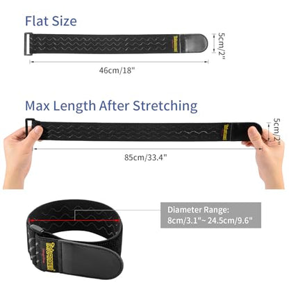 Trilancer Elastic Cinch Straps with Anti-Slip Strips, 18'' x 2'' (4 Pack) | Hook and Loop Storage Straps with Buckle, Bundling Bands for Extension Cords, Cables, Ropes, Hoses, Bike, Boat, Pant Garters - size: 18"(4 pcs)