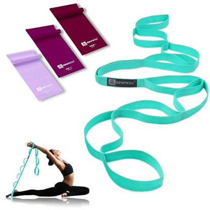 A AZURELIFE Flat Resistance Band Set (3 Pieces Total) Exercise Bands and Premium Durable Stretch Strap with Loops