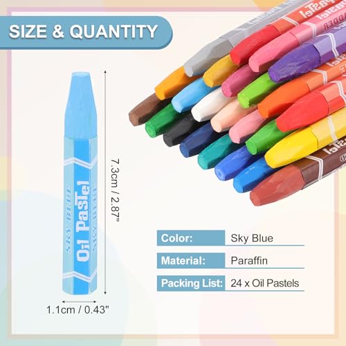 PATIKIL Sky Blue Oil Pastels, 24Pcs Soft Oil Crayons Vibrant and Creamy Pastels Stick Art Supplies for Art Painting Drawing Blending Graffiti for Artists Beginners - color: Sky Blue