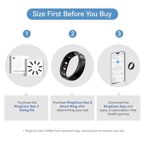 RingConn Gen 2 Smart Ring - Sleep Apnea Monitoring(Black, Size 6) - color: Matte Black, size: 6