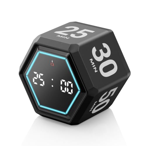 Cube Productivity Timer, 3/5/10/25/30/50 Minute Presets for ADHD - color: Matte Black