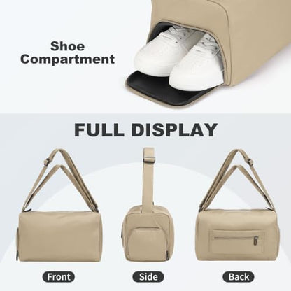 Womens Mini Gym Bag with Shoe Compartment 20L, Khaki - color: Khaki
