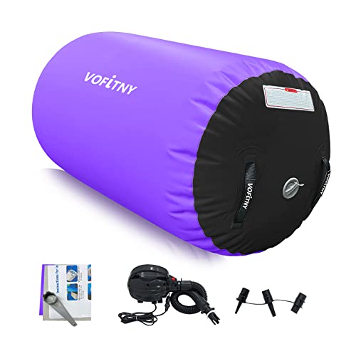 VOFiTNY Inflatable Gymnastics Air mat Tumbling Track for Home | Tumble Track Air Barrel Octagon Roller Mat With Pump for Gym - color: Black/Purple, size: 3.3'L x 2'D