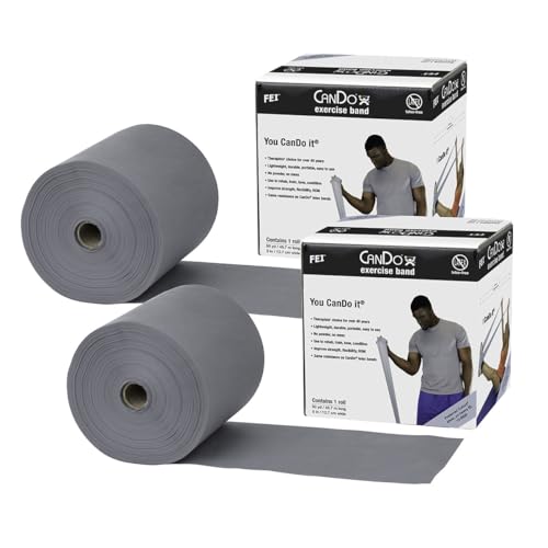 CanDo Twin-Pak Latex-Free Exercise Band, Silver