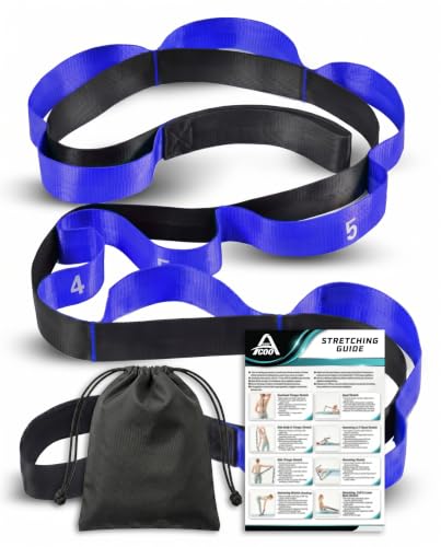 Acozycoo Stretching Strap with Loops for Physical Therapy,Knee,Calf,Back - color: Dark Blue, size: Length: 86 Inch, Width: 1.5 Inch
