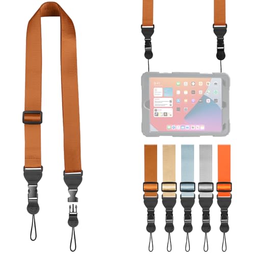 FIEIL Adjustable Shoulder Strap, Nylon Camera Strap, Comfortable Neck Strap for iPad, Cellphone Tablet, Camera, Laptop, Binocular, Luggage Bag (Brown Universal Lanyard) - color: Brown