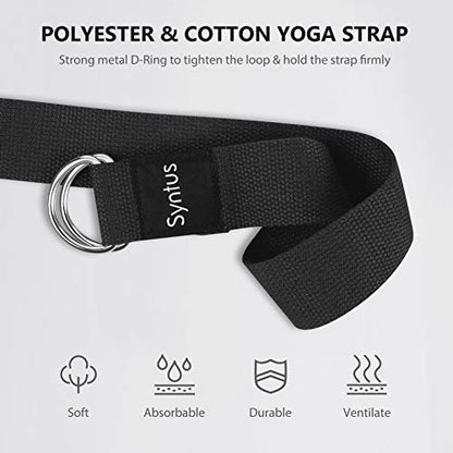 Syntus Yoga Block & Strap Set for Fitness, Pilates, Stretching and Toning - color: Black