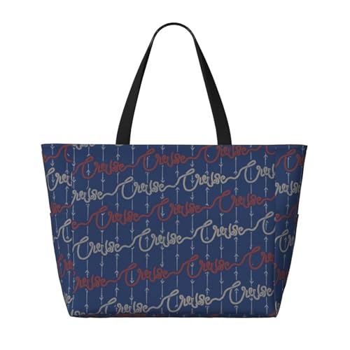 Large Beach Bag for Women Waterproof Foldable Travel Shoulder Tote Bag with Pocket for Weekender Pool Vacation - color: Cruise Blue