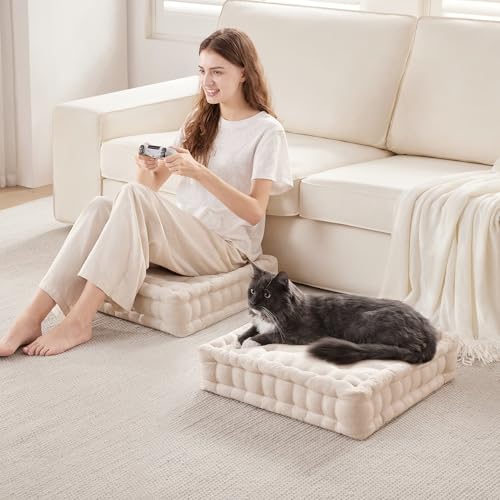 Intelligent Design Floor Pillow Meditation Cushion, 20x20 Ivory - color: Ivory