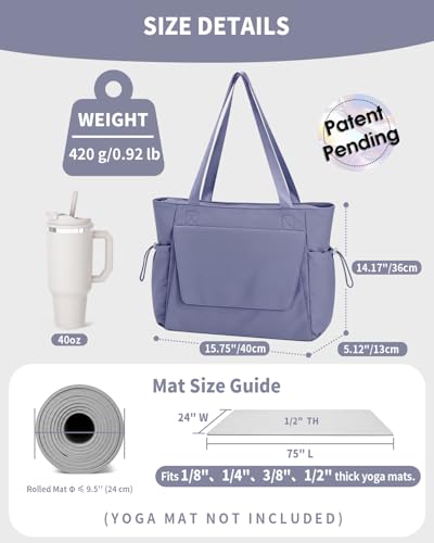 sportsnew Yoga Mat Bag Waterproof Tote Gym Bag Mat Carrier W/Wet Pocket - color: Blue-Gray