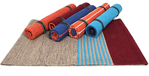 KD Willmax Yoga Mat Towel Non Slip Cotton Rug Blanket Cover with Pockets - color: MULTI-COLOR
