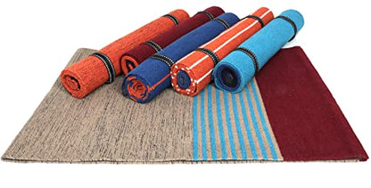 KD Willmax Yoga Mat Towel Non Slip Cotton Rug Blanket Cover with Pockets - color: MULTI-COLOR