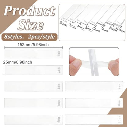 BENECREAT 14Pcs Polymer Clay Depth Guide, 2/3/4/5/6/7/10mm Clear Clay Roller Guide, Acrylic Polymer Clay Tool Set, Mudboard Tools for Pottery, 6x1 Inch - color: Clear