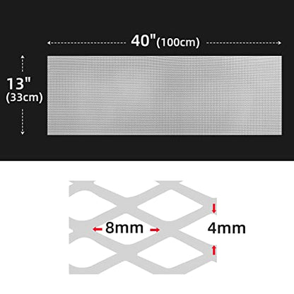 AggAuto Universal 40"x13" Car Grill Mesh 4x8mm Rhombic Hole White | Aluminum Alloy Automotive Grille Insert Bumper, One of the Most Multifunctional Shape Grids 100x33cm - size: 4x8mm Rhombus - White