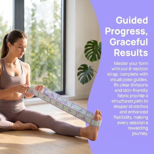 Stretch Bands, 8-Loop Adjustable Stretching Strap, Resistance Bands for Exercise Yoga Pilates Dance Gymnastics - color: Purple