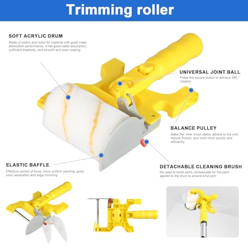 30PCS Paint Roller Kit with Extension Pole-2 to 4 FT,Wall Painting Supplies with Paint Edger Roller Brush 12",House Painting Set with Rainsuit & Drop Cloth for Home|Office|Shop Professional Painting