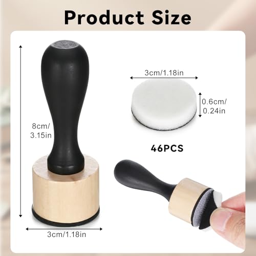 Jeffdad 46 Pcs Mini Ink Blending Tool Set, 2 Mini Round Applicator Tools | 44 Replacement Foam Pads for Scrapbooking Crafting Drawing Painting Art Supplies Ink Tools Alcohol Ink Applicator Tools