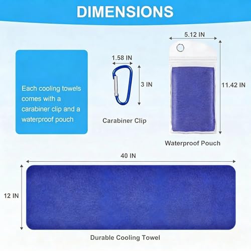Cooling Towels for Neck and Face 6 Pack(40"x12"), Cooling Neck Wraps, Cool Towel for Hot Weather, Ice Towel, Soft Breathable Chilly Towel for Workout, Camping, Yoga, Running - color: Lake Blue/Magenta/Green/Dark Gray/Royal Blue/Gray