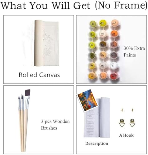 ZRIZQ Paint by Numbers Kit for Adults Beginner,Rose City Street,16x20 | Full set with wooden brushes,rolled canvas,rich paints.Calming activity.Beginner friendly.Just open and paint. - color: 16"X20"Rolled Canvas(Frameless)-Landscape 5