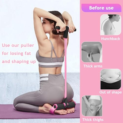 6-Tubes Tension Rope, Multifunction Elastic Yoga Pedal Puller Resistance Band, Natural Latex Tension Rope Fitness Equipment, for Abdomen, Waist, Arm, Leg Stretching Slimming Training - color: Pink
