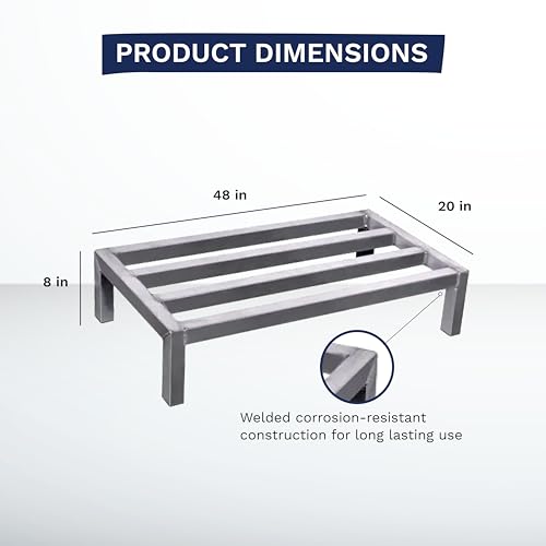 CenPro Commercial NSF Aluminum Dunnage Rack - 1,500 lb. Weight Capacity - 48"x20"x8" (28W-133) - size: 48x20x8"