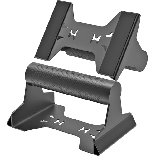 SELEWARE Wood Push Up Bars Steel Calisthenic Parallette Bars Handstand Bars | Anti-Slip Parallettes for Calisthenics, Fitness, Floor Workouts, Solid Wood Handle with Sturdy Metal Bracket Support 600 lbs - color: C: Steel Knurled Grip (7.3"L x 4"H)