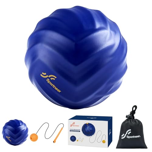 Sportneer Massage Balls for Trigger Point Therapy, Lacrosse Ball with String, Muscle Myofascial Massage Balls for Deep Tissue Release Foot Plantar Fasciitis,Hard Ball for Back Shoulder Relax- Blue