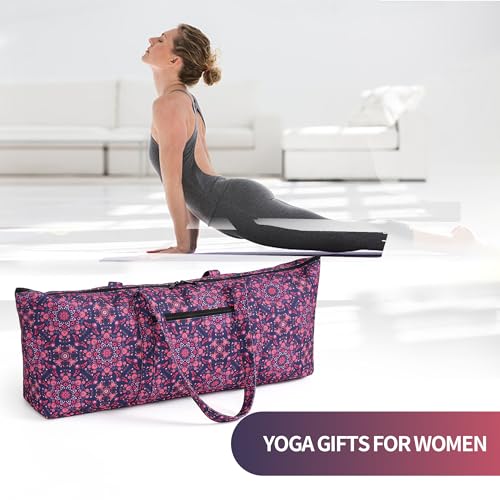 Boulder Bee | Yoga Mat Bag | Large Yoga Mat Carrier with Wet Pocket | Yoga Gifts | Gym Tote Bag for Women - color: Tote-Navy